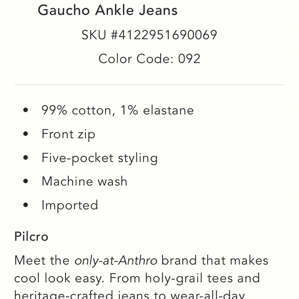 Pilcro Mason High-Rise relaxed gaucho ankle jeans Light Blue Wide Leg Sz.28 - Picture 10 of 10